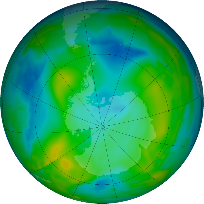 Antarctic ozone map for 12 June 2010